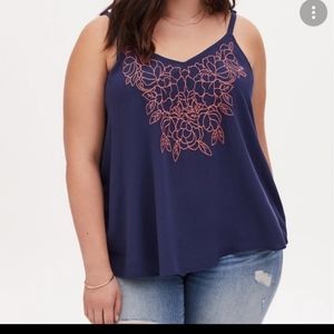 Torrid Sophie embroidered gauze swing cami